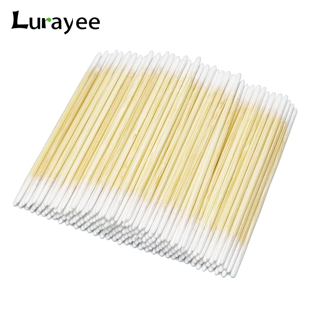 Microblading Cotton Swab with Wood Sticks Cotton Swabs Pointed Tip Dual-ended Cotton Tipped Applicator Makeup Remover(7mm)