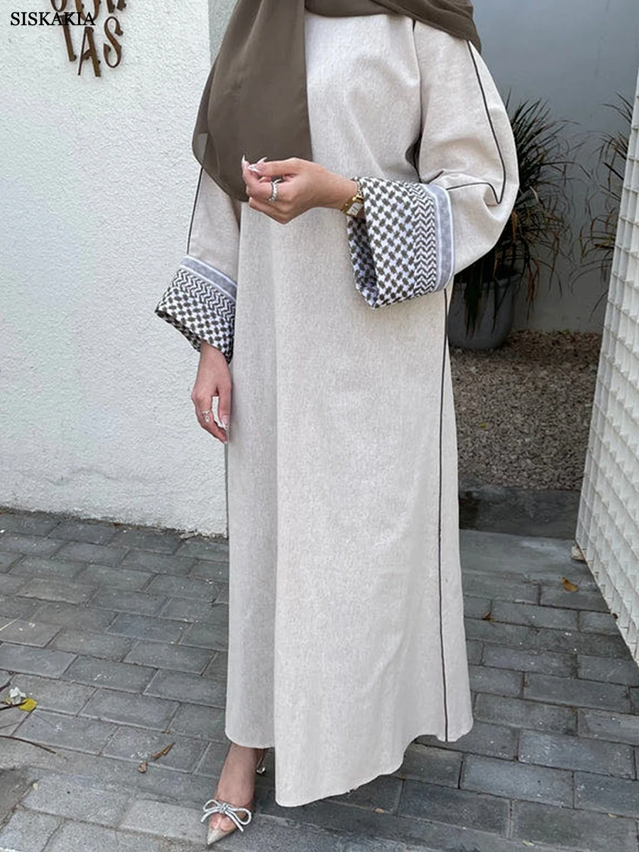 

Siskakia Turkish Dubai Solid Casual Long Dresses Moroccan Kaftan Clothing Muslim Women Ramadan Eid Saudi Abaya African Arab Robe
