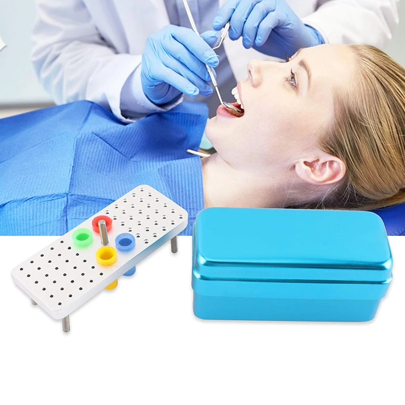 1 Pz Dentale 60 Fori Endo Box Scatola Di Disinfezione In Alluminio Dentale Autoclave Sterilizzatore Caso Frese Diamantate Supporto Per File Endo