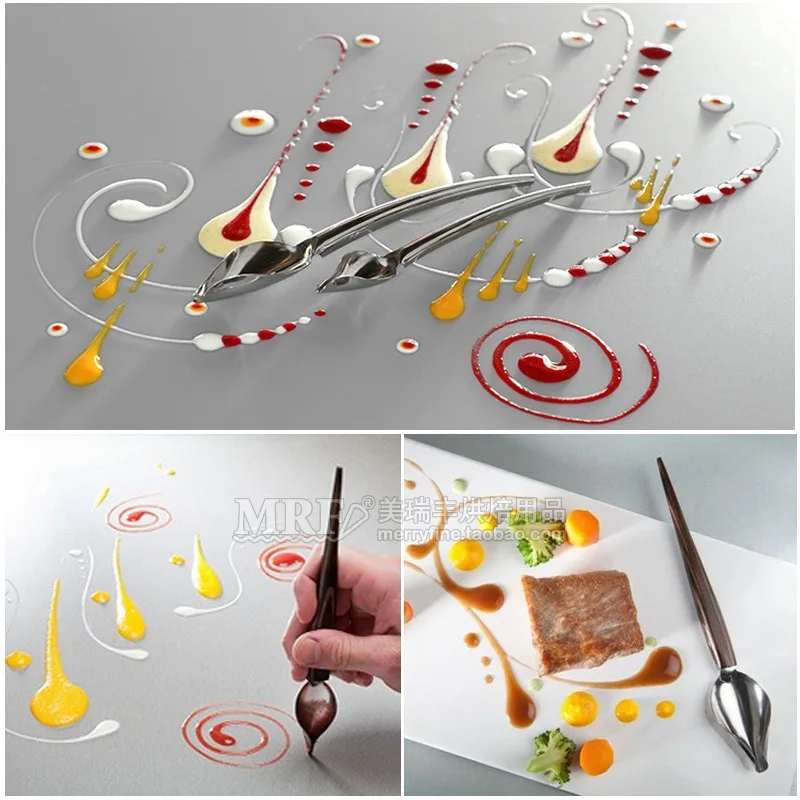 stainless steel Chocolate Cream Sauce Pencil Spoon Draw Tools Portable Coffee Spoon Kitchen Home