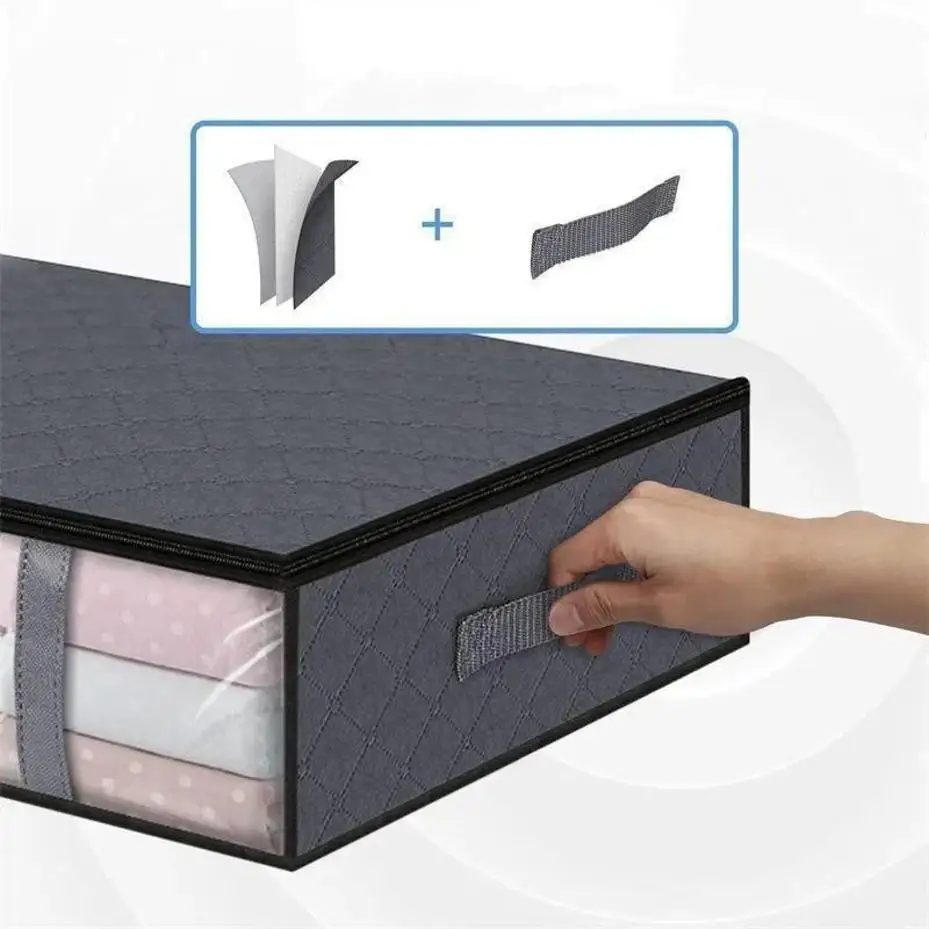 Underbed Storage Bag Portable Foldable Quilt Bag Wardrobe Clothes Storage Box Dustproof Organizer Home Dust-proof Organizer Box