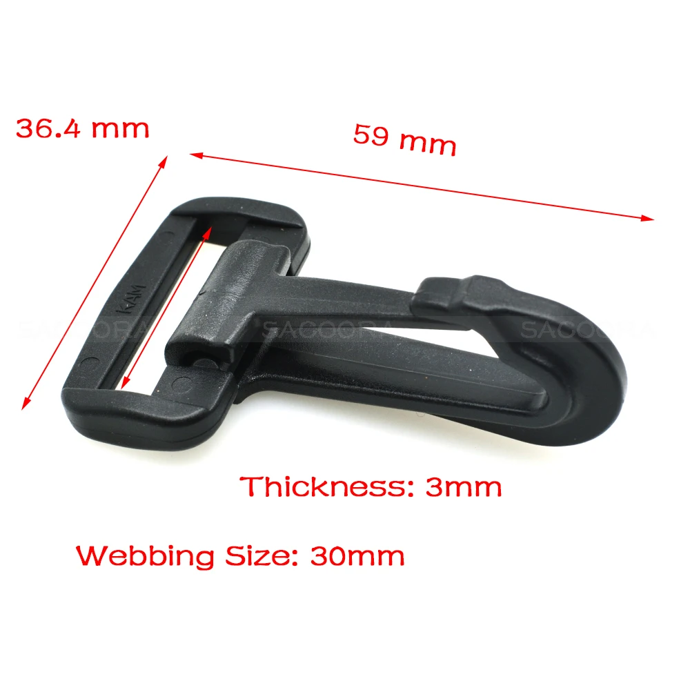 Description Picture 5 of item10pcs Olecranon hook Plastic Snap Hooks Rocker Style For Backpack Strap Paracord Lanyard Webbing 20mm 25mm 30mm 38mm 50mm