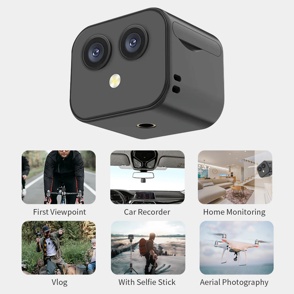 WiFi Mini Camera 16 Million Pixels 170-Degree Wide-Angle Lens 4K HD Night Vision Security Monitoring Camera USB Rechargeable