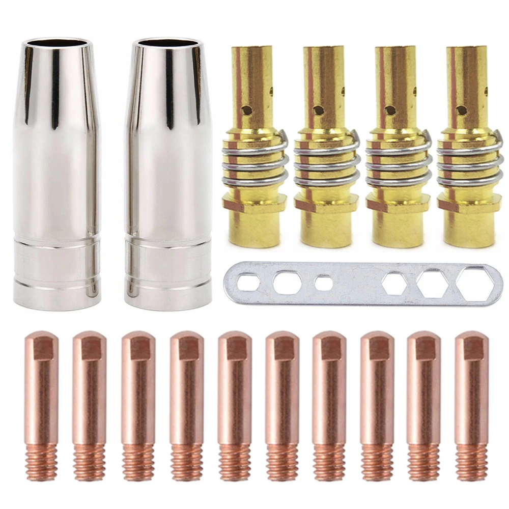 17Pcs MB15 15AK MIG Welding Contact Tip 0.6mm 0.8mm 0.9mm 1.0mm 1.2mm Protective Nozzle For Rilon Riland Jasic Welding Supplies