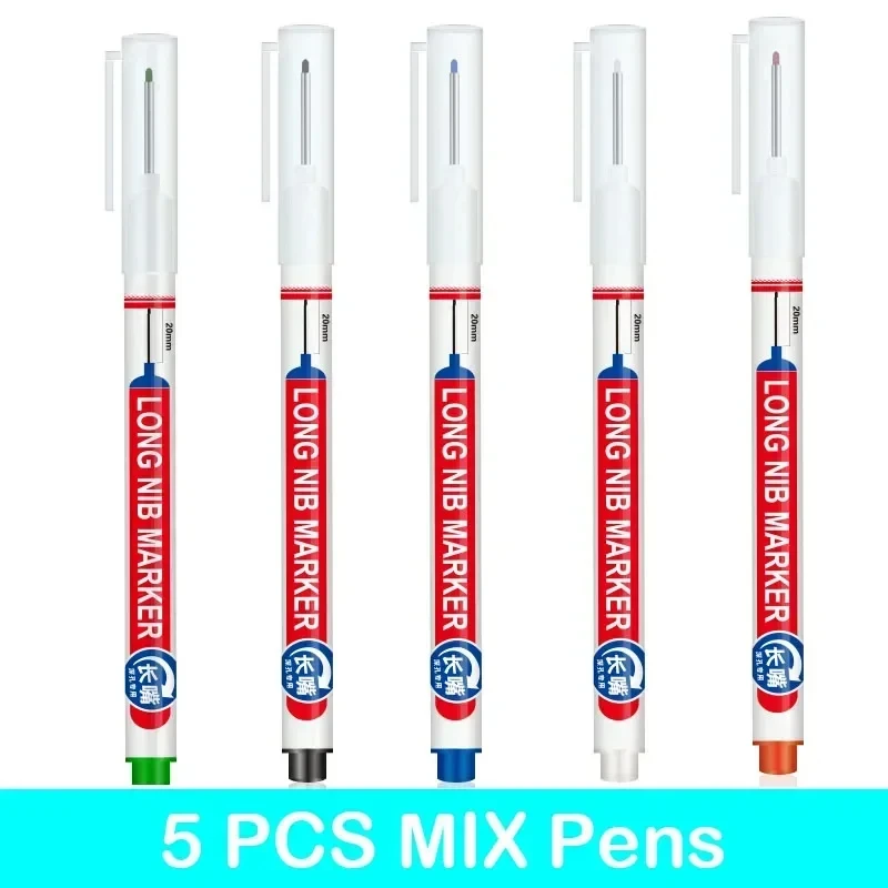 Marker Pens Permanent Markers Markers Pen Long Nib Markers Art Markers 20mm Deep Hole Long Nib Multi-Purpose Tip Markers Metal Perforating Pen Woodworking Decoration 1/5 PCS