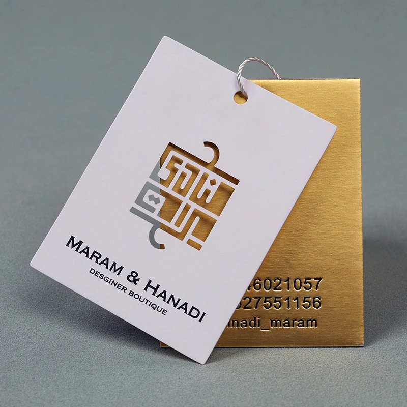 

Hollow Laser Hanging Tag Customized Gold Card Kraft Paper Stamping 3D Embossed Label Printing