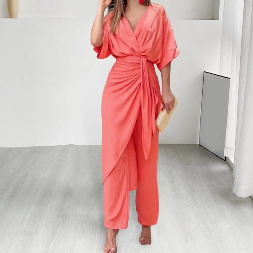 

Prom Jumpsuit Elegant Lace Up Irregular Hem OL Style Commute Women Jumpsuit Lady Garment Women Jumpsuit Lady Summer Jumpsuit
