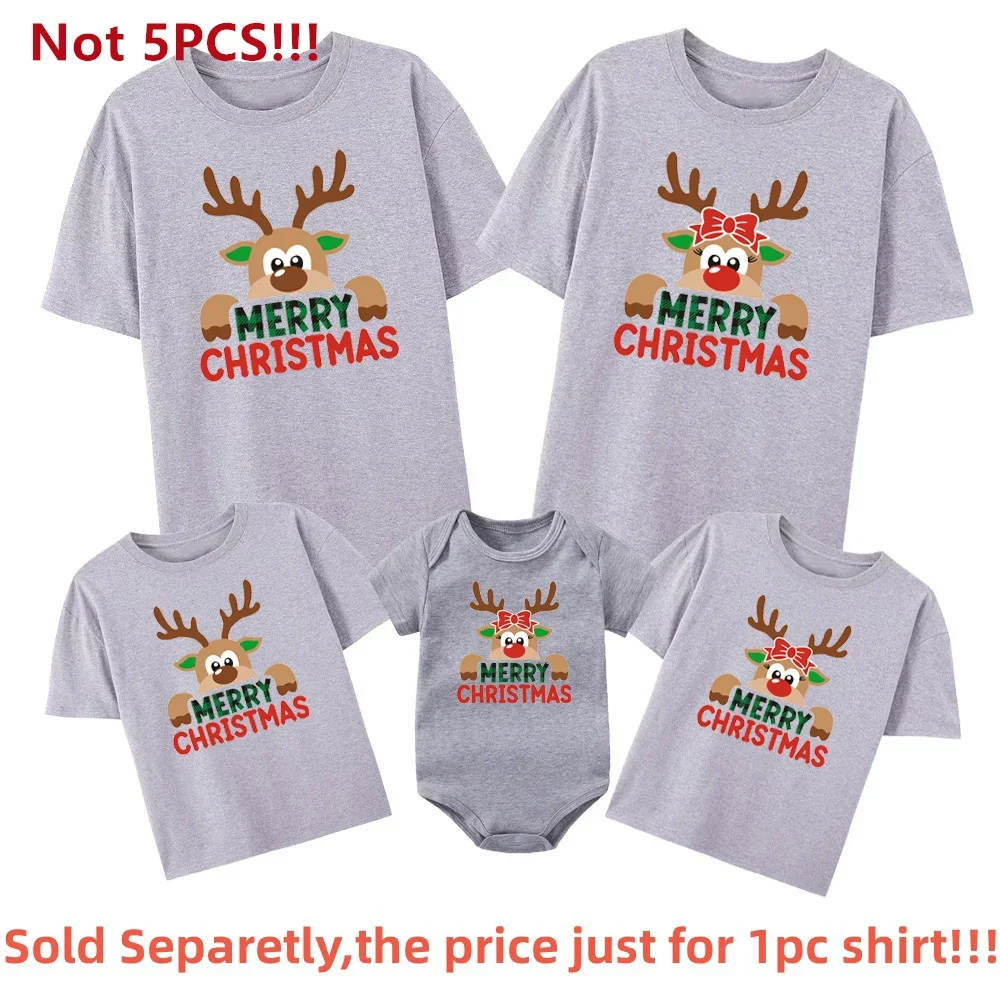 thumbnail image 1 of Reno Feliz Navidad ropa familiar a juego madre padre niños camiseta superior traje de fiesta bebé mameluco camiseta de fiesta de Navidad, 1 of 5
