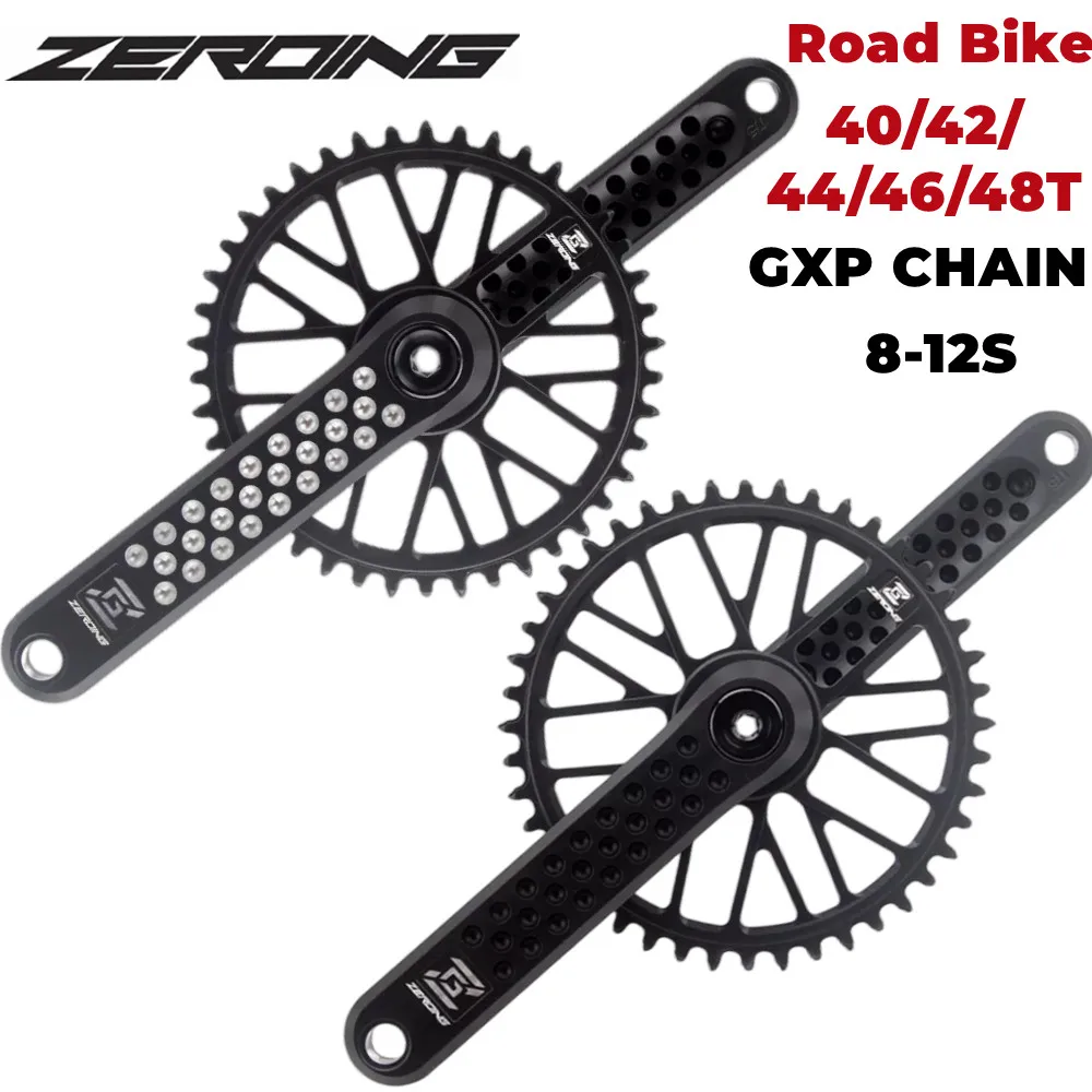 

ZEROING ROAD CRANKSET Integrated Fire GXP Crank Chainring 40/42/44/46/48T For Shimano/Sram GRAVEL 8/9-12S Spider 165/170/175MM