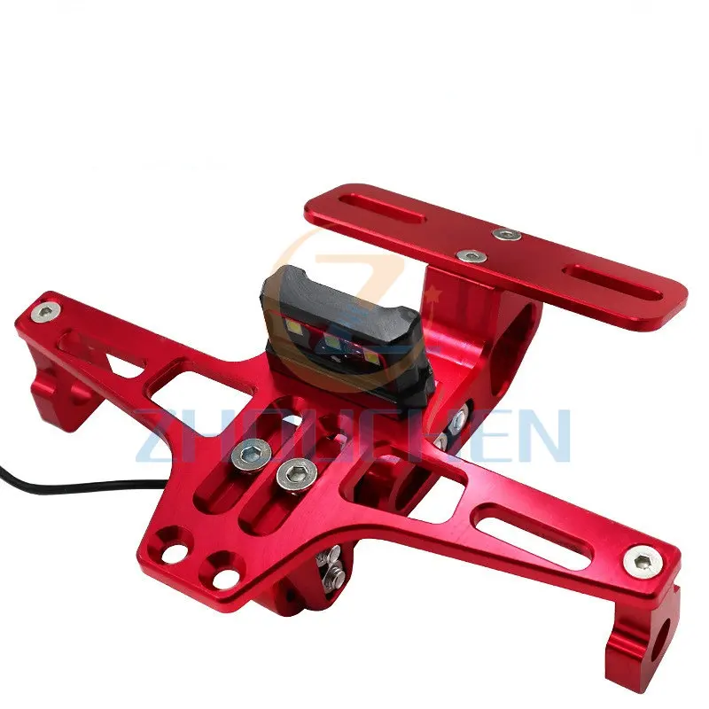 

Motorcycle aluminum alloy license plate frame modified parts rear brand rack with LED lights.
