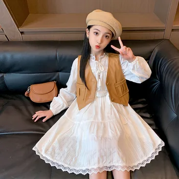 white kids Costumes dresses clothes for girls clothing One piece ...