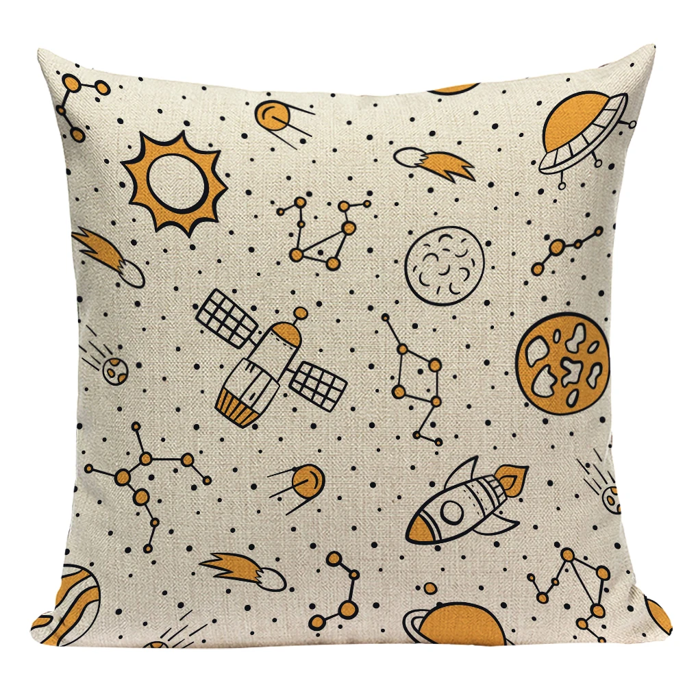 

Almohadas Decoration Office Cartoon Sofa 45x45 Upholstery Pillowcase Cute Airman Space Cushion Cover Vintage Gift for Kid E2224G