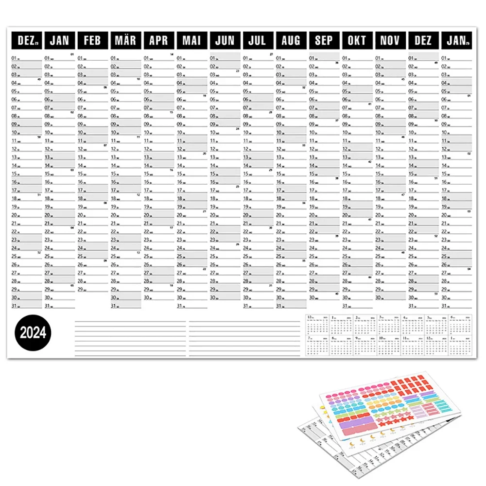 2024-black-paper-wall-hanging-calendar-daily-planner-memo-to-do-list