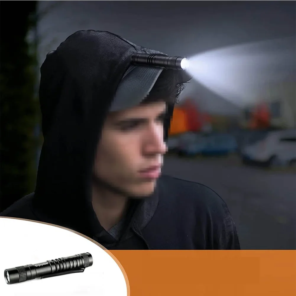 

1000 Lumens Portable Pocket Flashlight AAA Battery with Clip Outdoor Camping light Emergency Mini Pen Torch Hat lamp