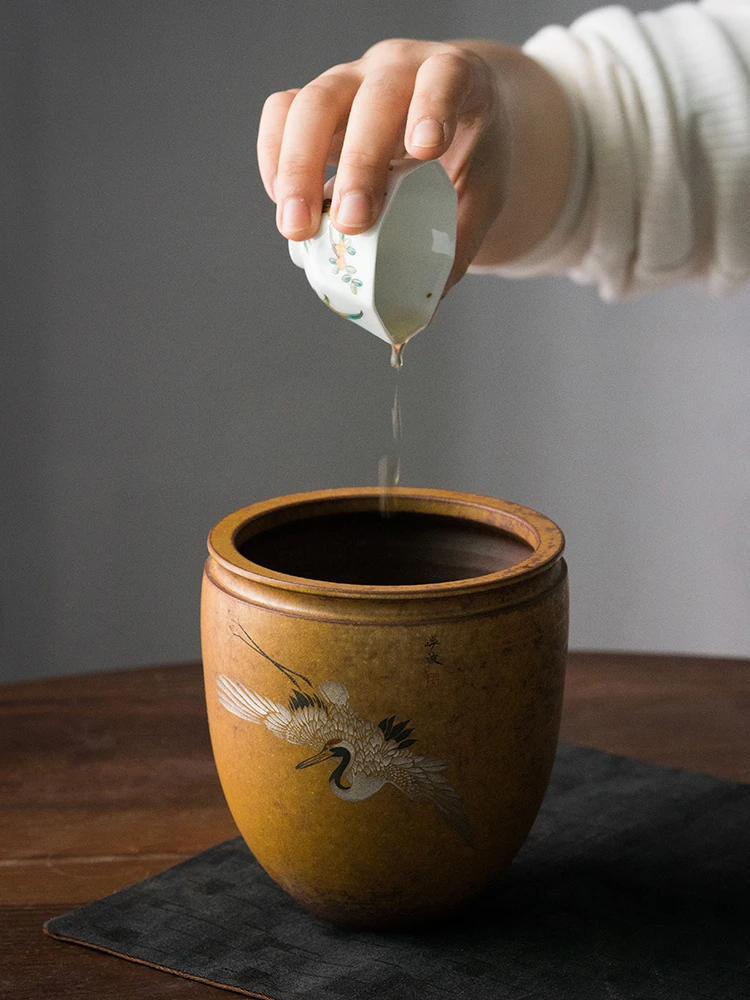 

Tea Wash Large Porcelain Hand Painted Household Building Water Kung Fu Tea Utensils Washing Cup Bowl Tea Ceremony Utensil Tea