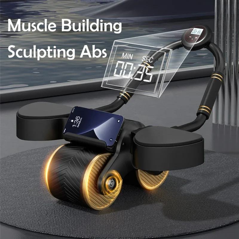 Ab Roller Wheel Automatic Rebound Elbow Support Flat Plate Exercise Wheel Silence Abdominal Home Exercise Equipment
