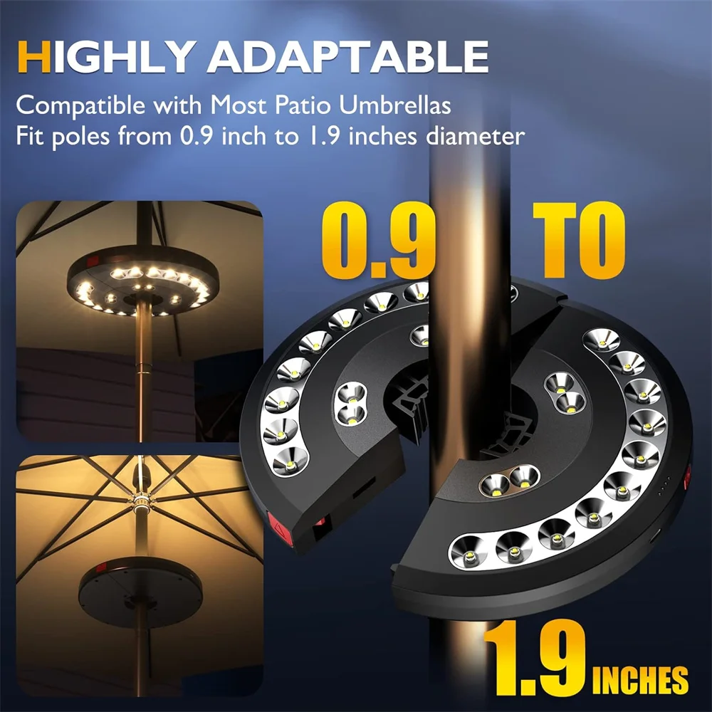 patio umbrella lights 28LED Patio Umbrella Light Outdoor 3 Mode Camping Light Night Tent Patio Garden Emergency With Auto-Adjustable Clamp