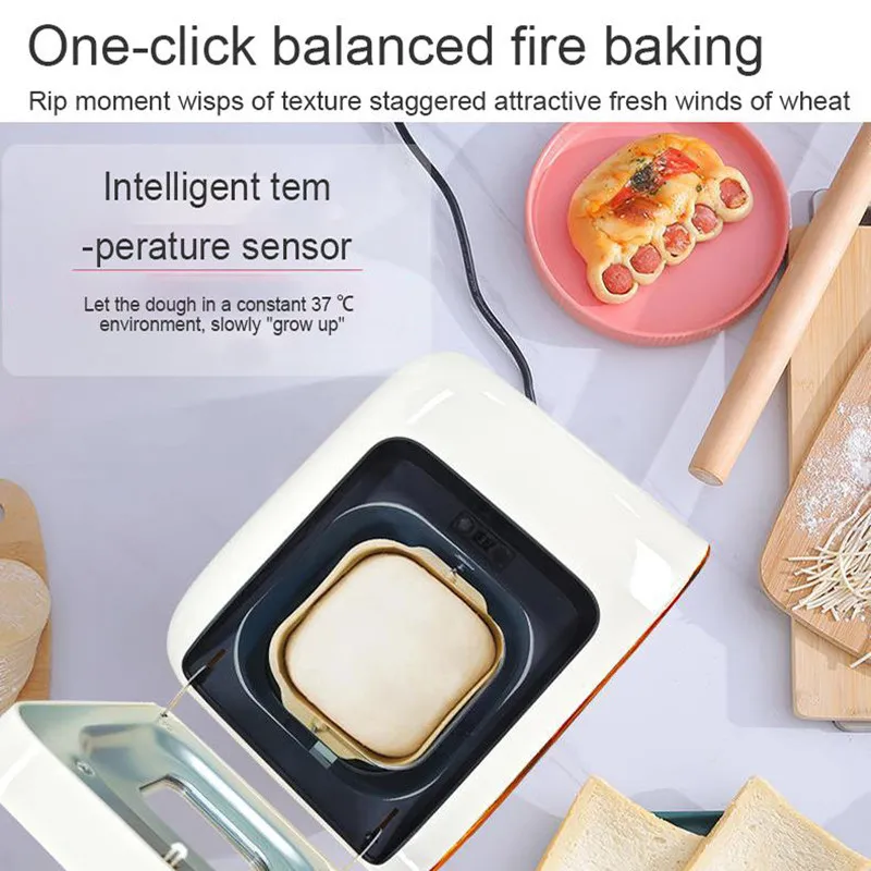 0.8LB 1.2LB stainless steel housing touch screen home use bread machine nut dispenser bread makers with 17 automatic programs