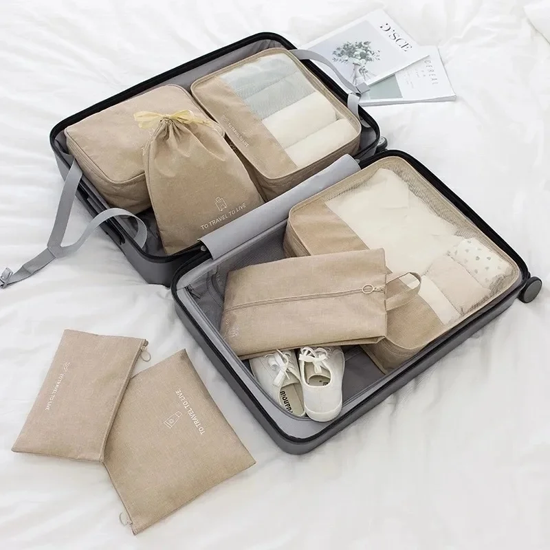 Comprar Conjunto de bolsas de almacenamiento de viaje para ropa,  organizador de guardarropa, bolsa para maleta, bolsa de cubo de embalaje  multifunción Unisex, Kit de viaje, 6 uds.