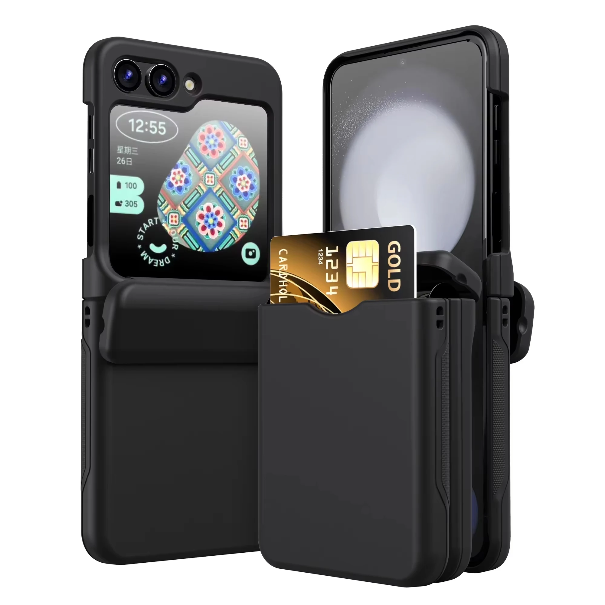 Shockproof Flip Cover Card Holder Phone Case with Fall Protection