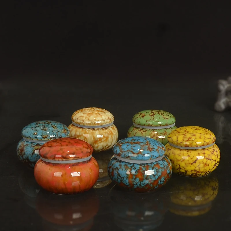 Ceramic Sealed Jar Small Tea Jar Fragrance Powder Bottle tea tin box tea canister ceramic storage jar Chinese Medicine Ointment Prescription Divided Into Porcelain Bottle