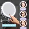 8" Rechargeable wall mounted LED makeup mirror 1X/10X magnification Double Sided Bathroom Mirror 5