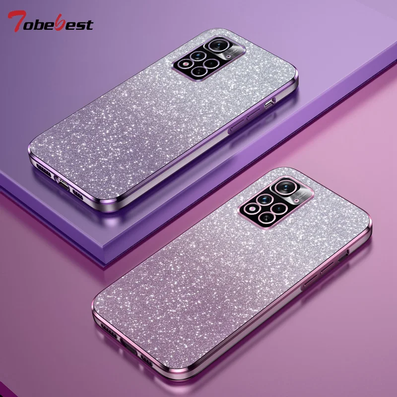 Shiny Glitter Plating Silicone Case for Xiaomi Redmi Note 11 10 9 8 7 Pro 10S 11S 9S 4G 5G Camera Lens Soft Back Cover