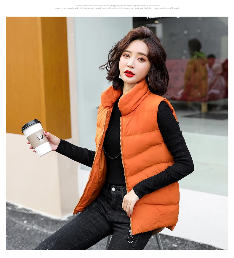 Collar down cotton vest women 2021 autumn winter new South Korea loose warm thickened fashion coat vest women maxi puffer coat womens