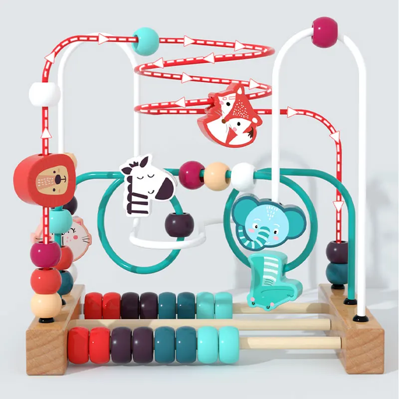 Montessori Baby Toys Wooden Roller Coaster Bead Maze Toddler Early Learning Educational Puzzle Math For Children 1 2 3 Years