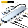 USB 8 in 1 HUB 3.0 USB C HUB Dock Station High Speed Transmission USB Splitter Type C To USB OTG Adapter Computer Accessories 1