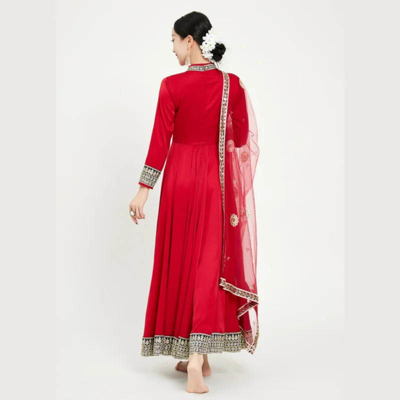 Robe de brevIndienne avec Châle pour Femme, Style National Anna, Katak, Grande Balançoire, Inde, Pakistan