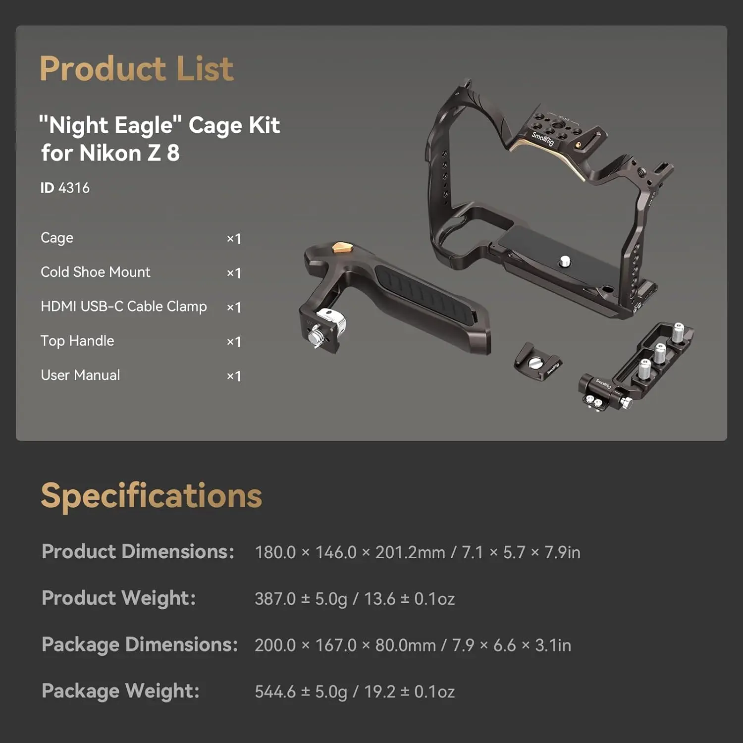 SmallRig Night Eagle Z8 Camera Cage for Nikon Z 8 Full Cage with