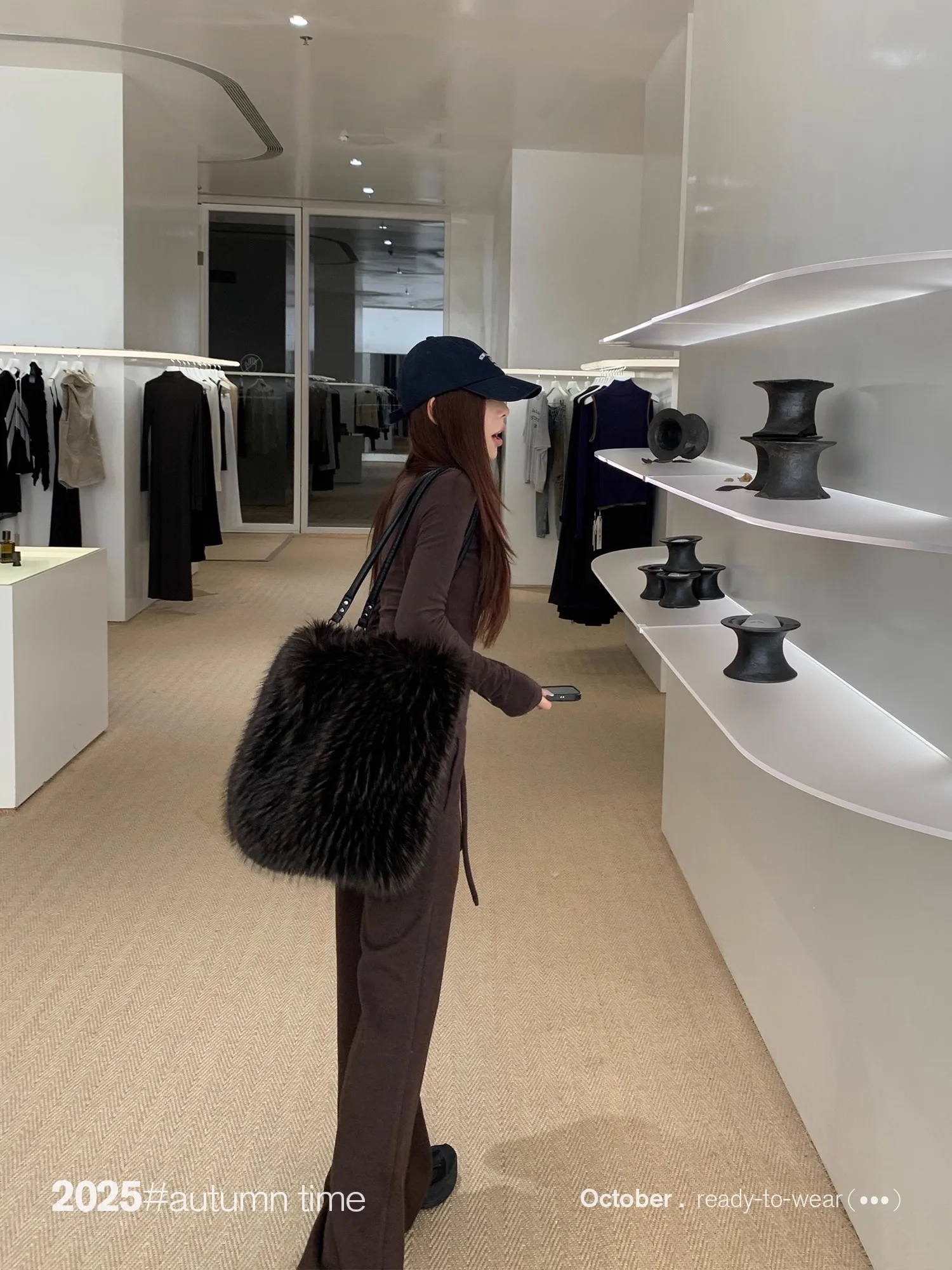 Designer Faux Fur Tote Bag for Women Luxury Handbags Autumn Winter Plush Shoulder Crossbody Bags Brand Shopper Purses New