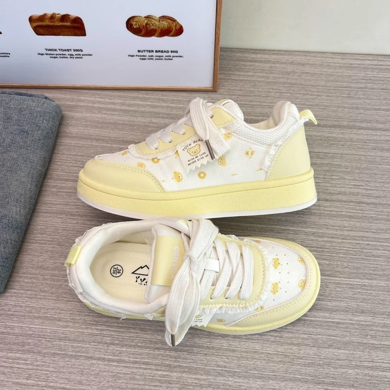 Cute Cartoon Print Sneakers for Girls Breathable School Shoes