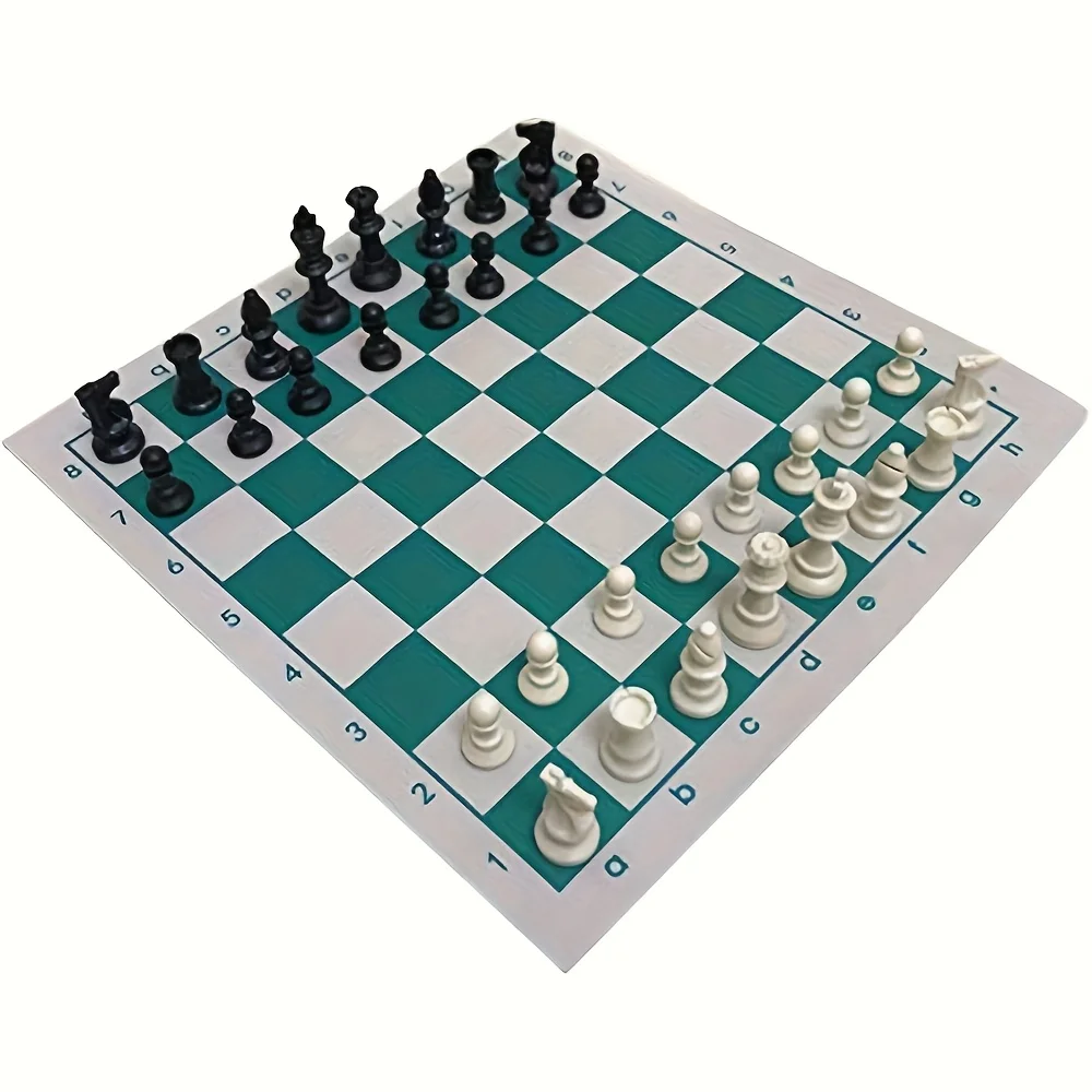 34cm 국제 체스 세트, 가족용 야외 겸용 프리미엄 접이식 보드(케이스 포함) - 여행 및 경기용으로 이상적