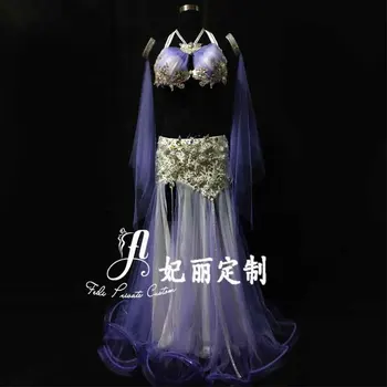 Customized Belly Dance Costumes for Women Performance Costume High-end Double-layer Fish Tail Skirt Belly Dancing Bra Dancewear
