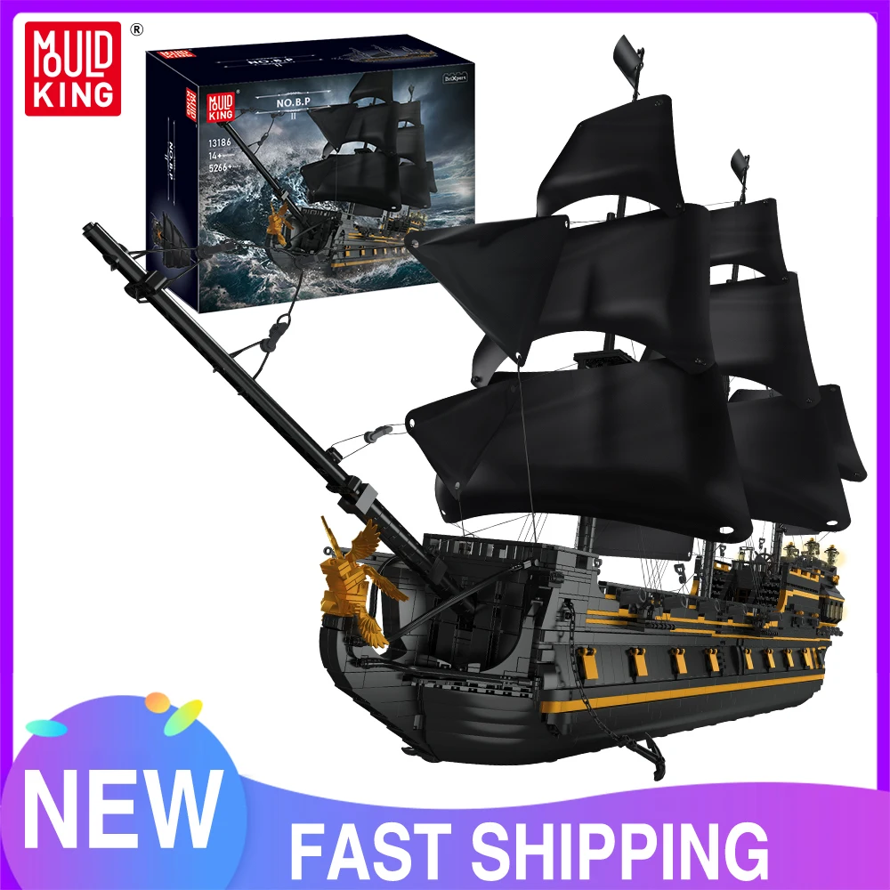 Mold King 13186 Movie Toys The Big Black Pearl Model Pirate Ship Building Block Brick Assembly Kits Regali Di Natale Per Bambini