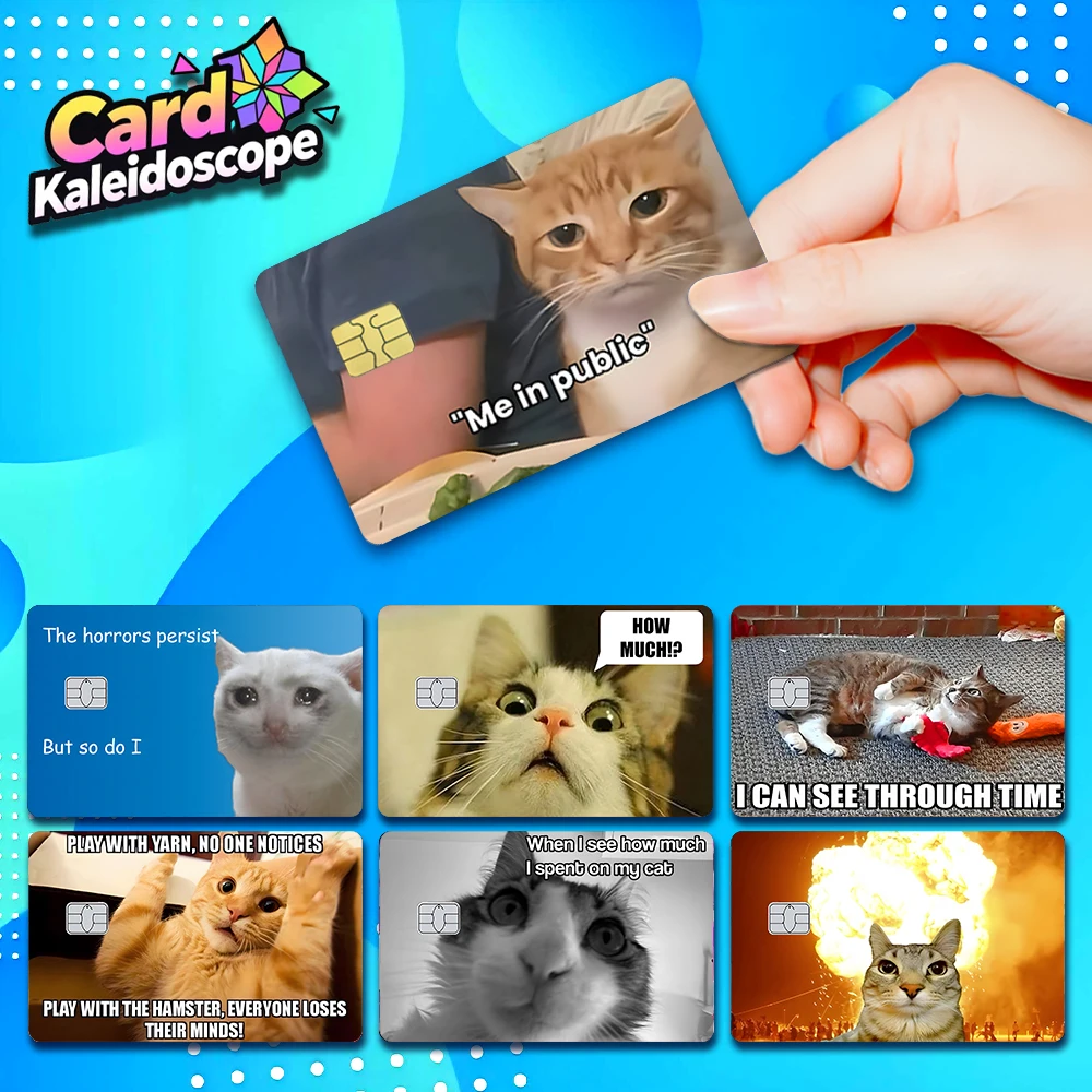 Niedliche Katzen-Meme-Serie Kreditkarten-Skin-Aufkleber für VISA, JCB, Mastercard und andere Bank-IC-Karten zum Schutz und zur Dekoration