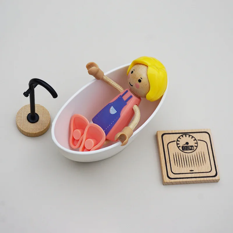 3PCS 1:12 Mini Furniture Doll Room Bathroom Scene Bathtub Faucet Weight Scale Furniture Play House Toys 5