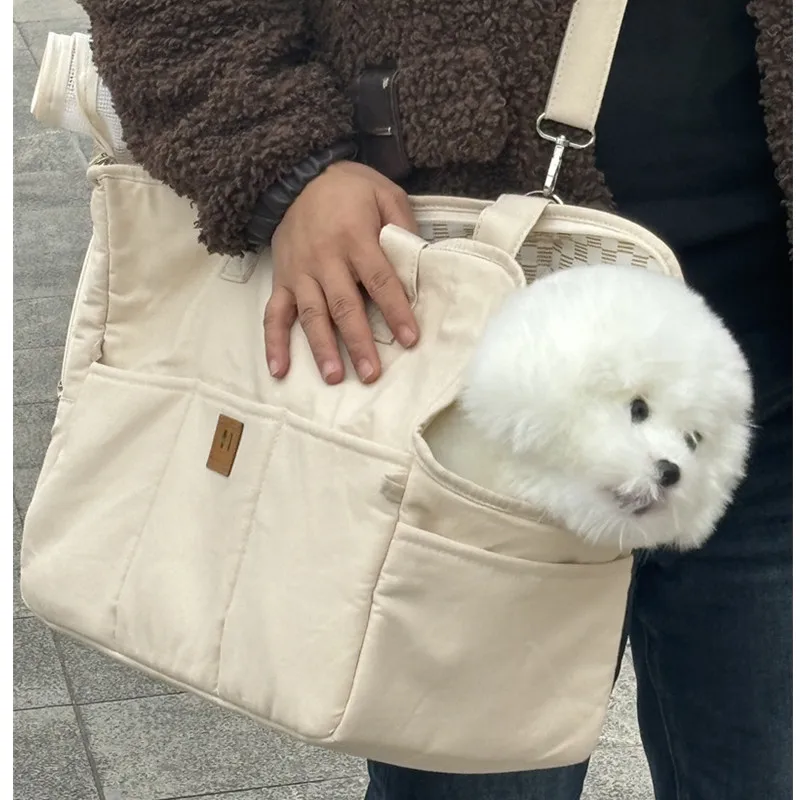 휴대용 강아지 가방, 애완동물 고양이 어깨 핸드백 카시트 침대, 안전 벨트, 여행 캔버스 원단 개 캐리어, 치와와 개 용품