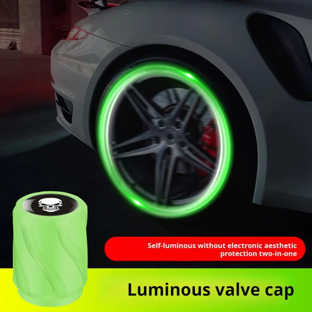 12Pcs Luminous Car Universal Tire Valve Stem Caps Simple Installation Universal Fluorescent Tire Valve Caps Car Exterior Parts