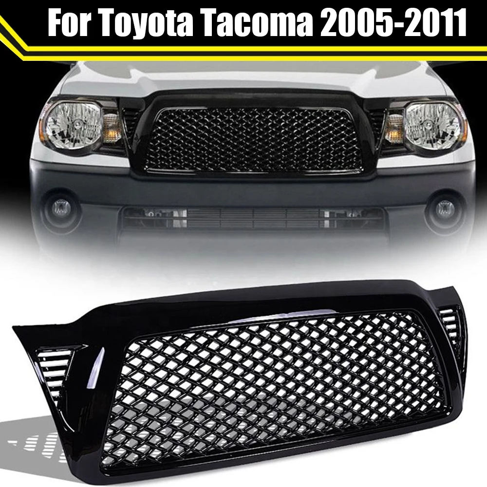 Dragon Mesh Grille Matte Black Dragon Mesh Front Grille For 2005-2011 Toyota Tacoma - Direct Bolt-On Replacement Hood Bumper Grill Toyota Tacoma Mesh Grille