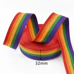 Rainbow Webbing Strap for Versatile Crafting and Decoration - Nylon Ribbon for Bags, Pet Collars, and Sling Designs (KY554 - Rainbow - 32mm)