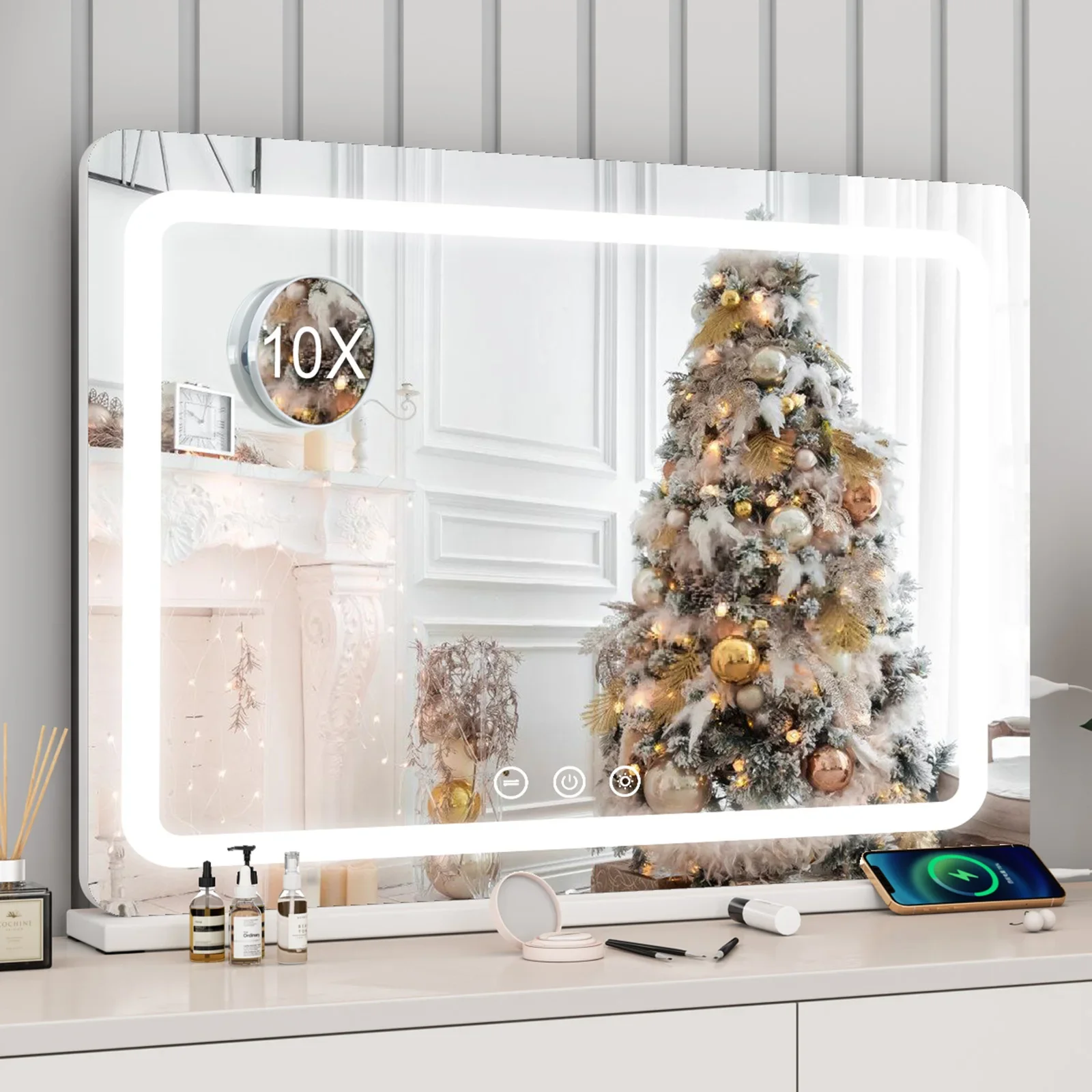 Teousev 80CM Large LED Hollywood Vanity Mirror, 3 Color Dimmable Touch Control, CRI≥90 Light Strip Makeup Mirror