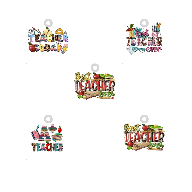 

10PCS Teacher Squad Acrylic Charms Epoxy Apple Best Teacher Ever Charms Pendants for DIY Earrings Necklace Jewelry Making
