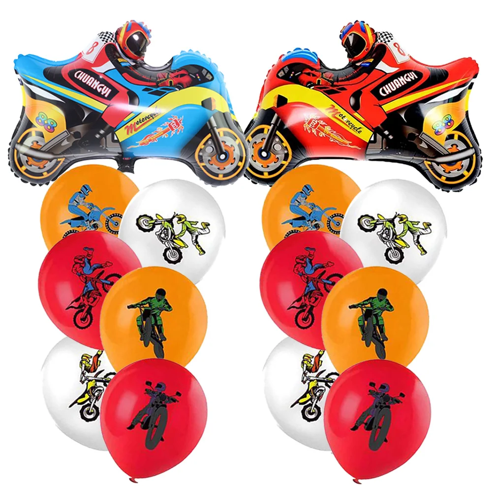 

17pcs Motorcycle Balloons Column Set Motorcross Dirt Bike Theme Birthday Decorations Helmet Helium Foil Ballon Kids Gifts Favors