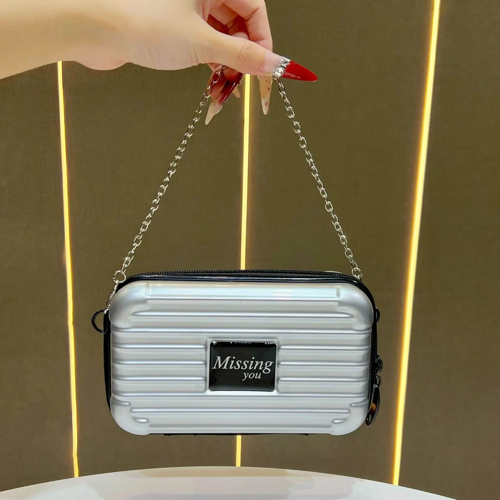 Mini borsa a forma di valigia Borsa da viaggio alla moda Borsa a tracolla Borsa impermeabile Borsa a guscio rigido Borsa da valigia Pochette - immagine 4