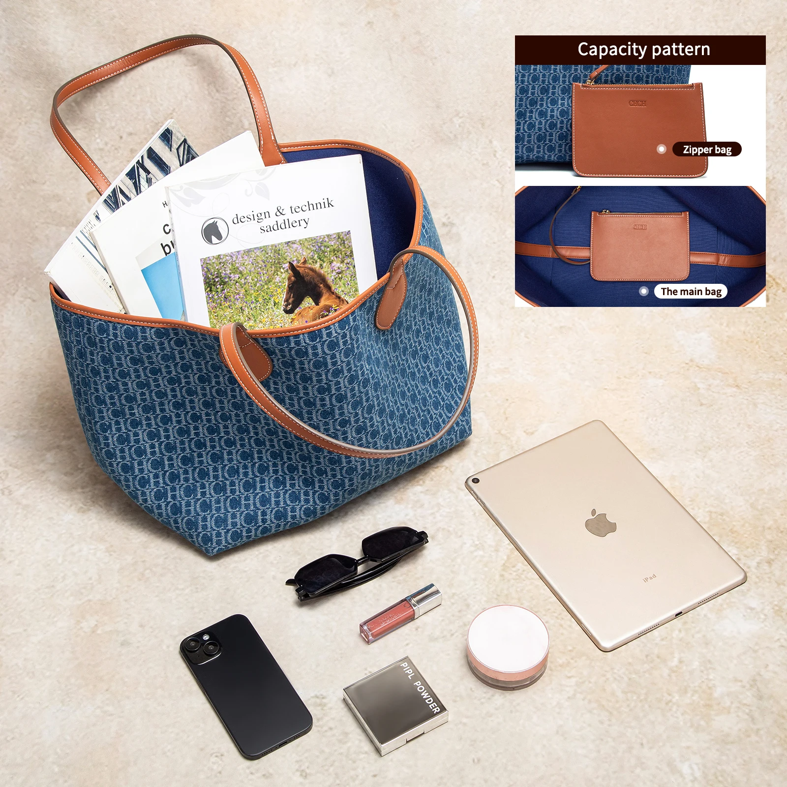 حقيبة يد نسائية من CHCH جديدة بسيطة مزدوجة الجوانب...