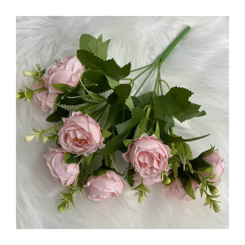 Elegant White Peony and Gypsophila Faux Flower Bouquet