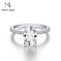 MINTYBOX S925 Sterling Sliver Oval Cut 3.5CT Moissanite Diamond Ring for Women Passed Tester Engagement Rings Travel Jewelry 1